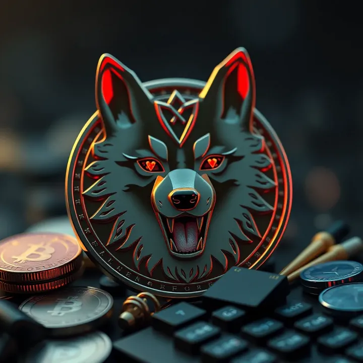 Digital representation of Floki Inu cryptocurrency emblem combined with meme culture elements