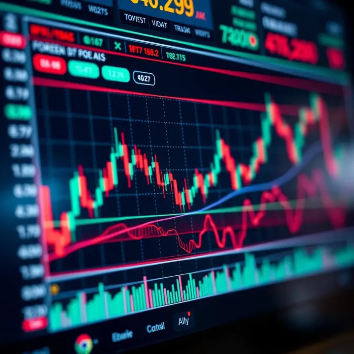 Forex Market Trends and Currency Pairs Visualization Digital currency exchange graph showing currency pairs and market trends