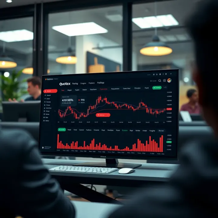 Dashboard of Quotex trading platform displaying key functionalities and navigation options