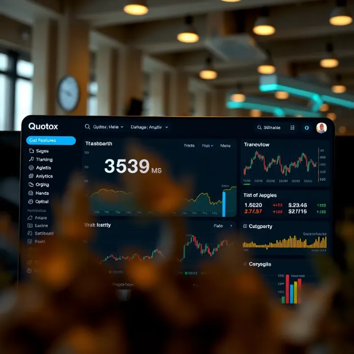 Dashboard interface showing Quotox tool features and analytics