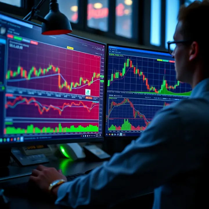 Financial trader using TradingView tools to analyze market trends on a computer screen