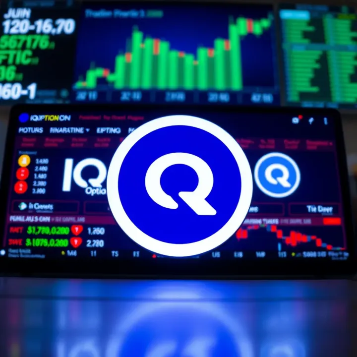 Application of IQ Option Logo in Financial Market Branding Visual representation of IQ Option logo usage across various financial market platforms