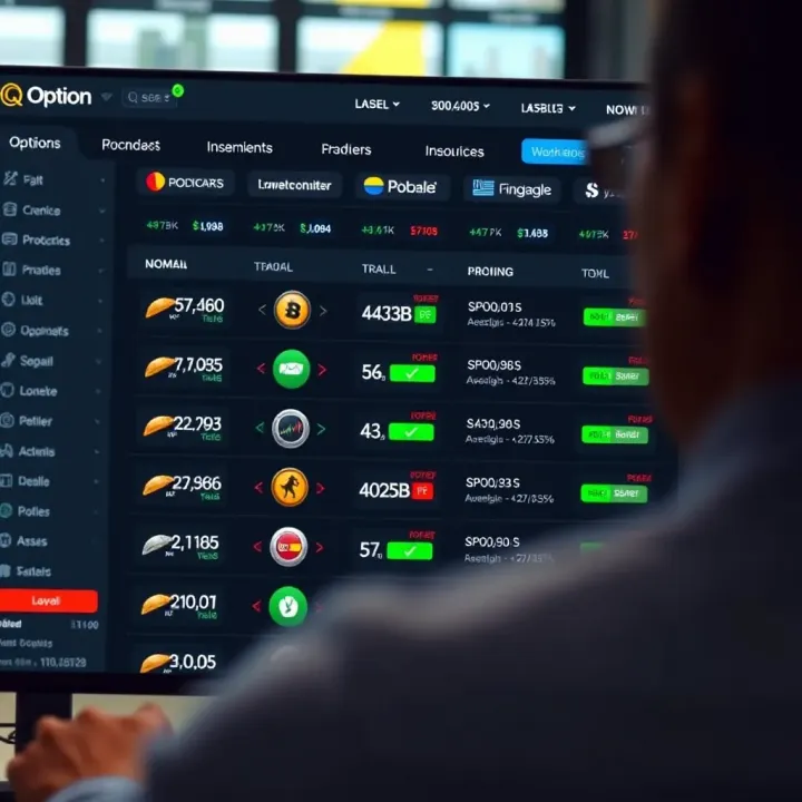 User interface displaying various financial asset options on IQ Option platform