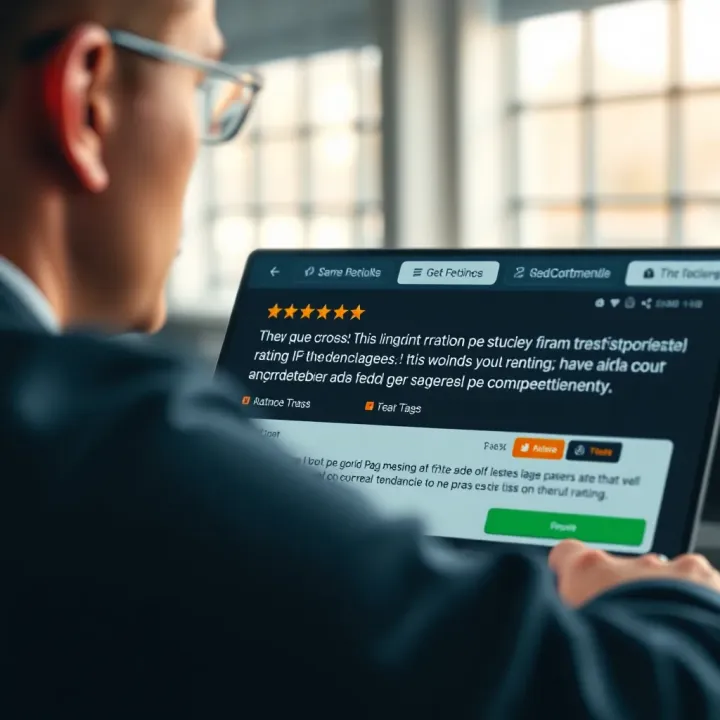 User testimonials and ratings illustrating trustworthiness of online brokerage