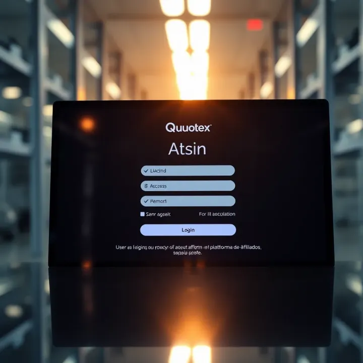 Login screen showing user access fields on Quotex affiliate platform
