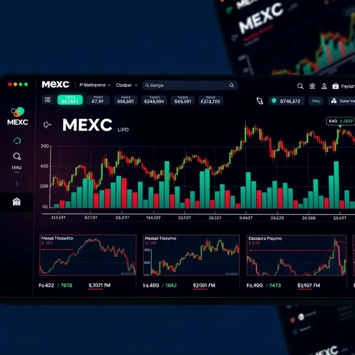 Dashboard interface showing various cryptocurrency trading options on MEXC platform