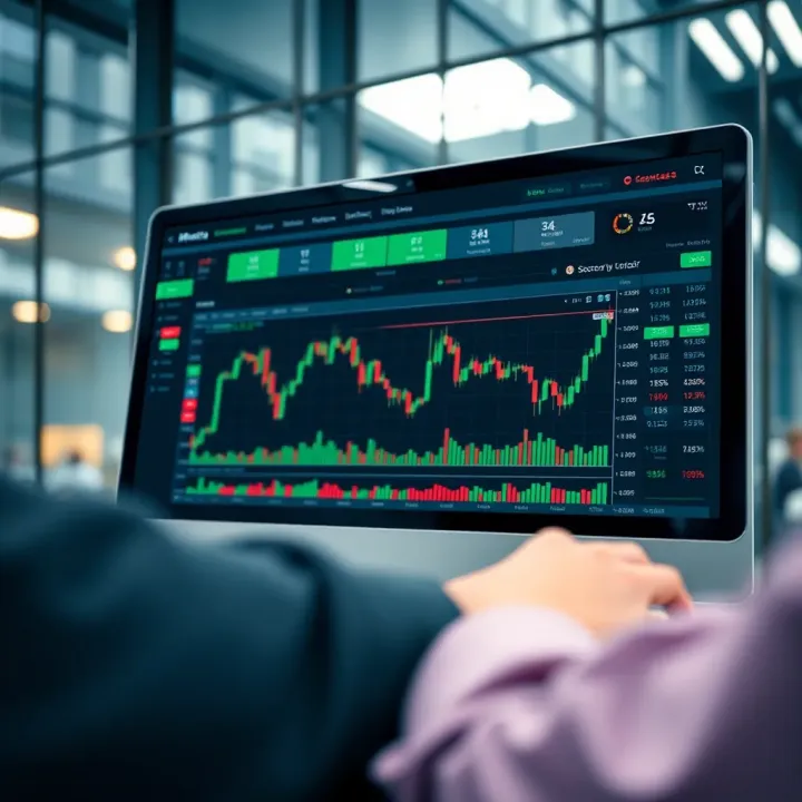 Secure digital trading platform interface showing market charts and data
