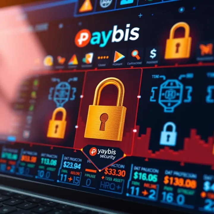 Secure cryptocurrency exchange platform interface with digital locks and data protection icons
