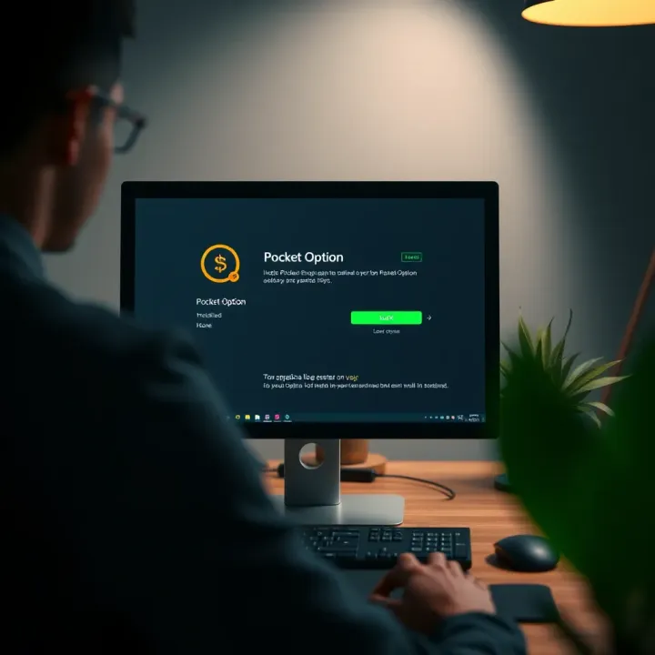Installing Pocket Option Application on Computer Computer setup showing the Pocket Option application installation progress