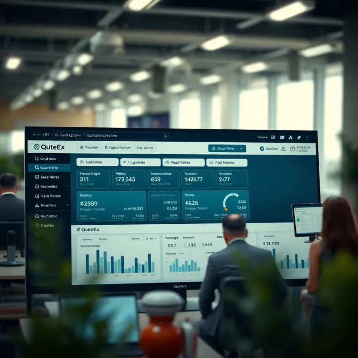 Dashboard showcasing QuoteEx platform interface with various quotation options and user-friendly navigation