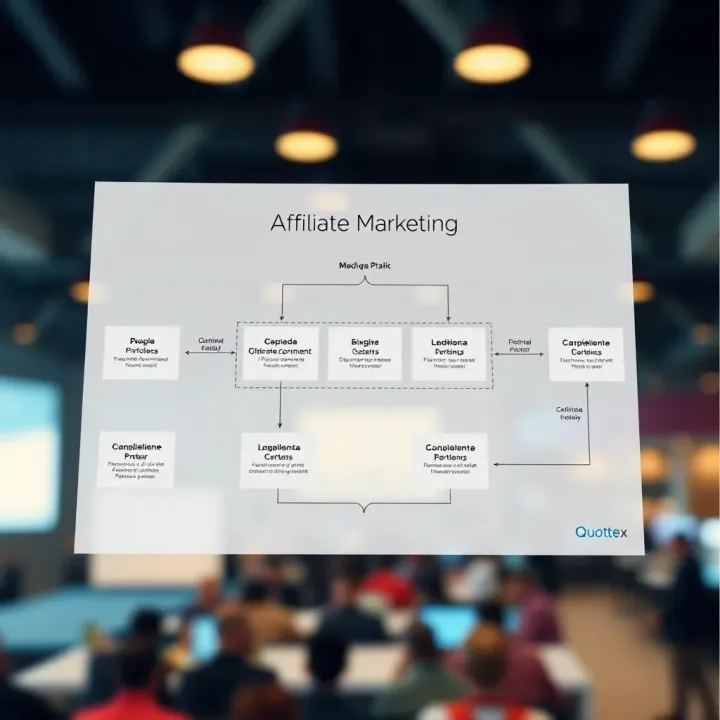 Diagram illustrating the affiliate marketing flow within the Quotex platform
