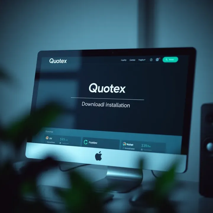 Quotex Download and Installation Interface on PC Computer screen displaying the Quotex installation interface with download progress
