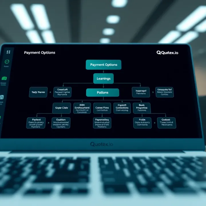 Key Features and Payment Options on Quotex.io Flowchart illustrating key features and payment methods available on Quotex.io platform