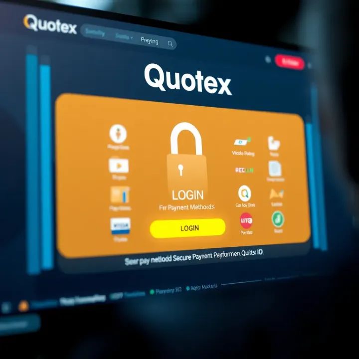 Quotex IO Security and Payment Methods Overview Secure login screen with payment methods icons for digital trading platform