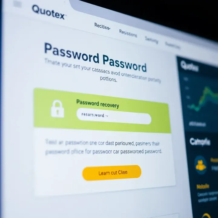 Quotex Password Recovery and Security Options Password recovery options screen on Quotex platform with security prompts
