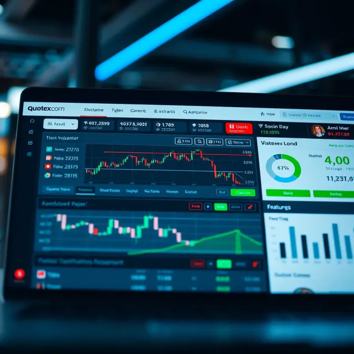Quotex.com User Dashboard and Features Dashboard overview on Quotex.com displaying trading tools and user account navigation