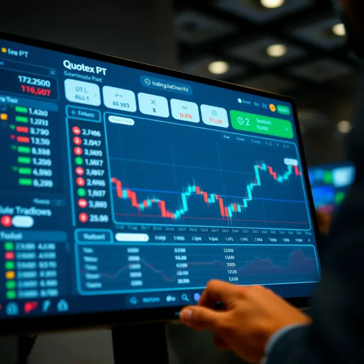Overview of Quotex PT platform dashboard displaying trading options and user interface elements