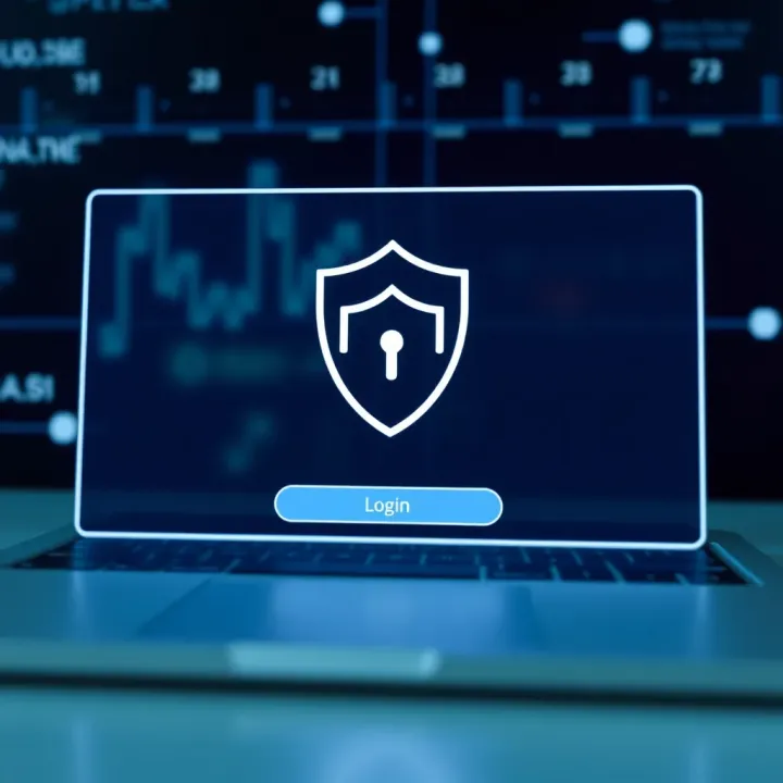 Secure Login Interface on Quotex Platform Secure login screen displaying a shield icon ensuring data protection on a digital platform