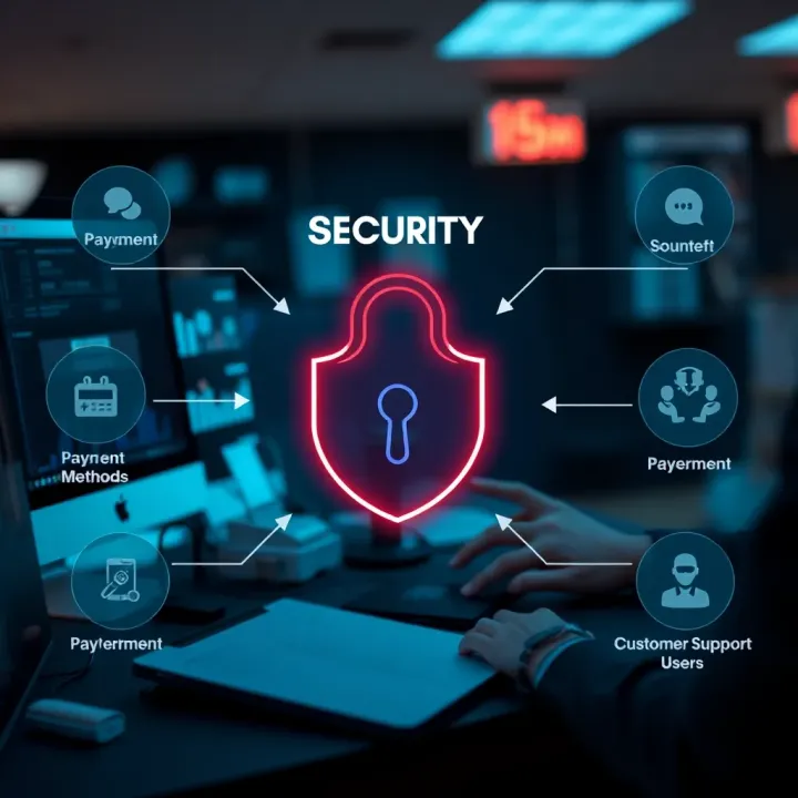 Security and Support Features of Quotex Platform Graphical representation of secure online transactions highlighting payment methods and customer support for Quotex users