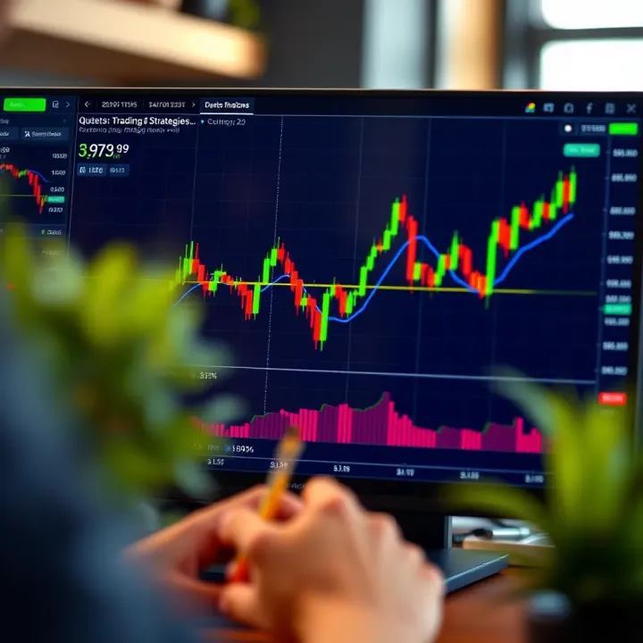 Graph displaying trading strategies and performance metrics on Quotex platform