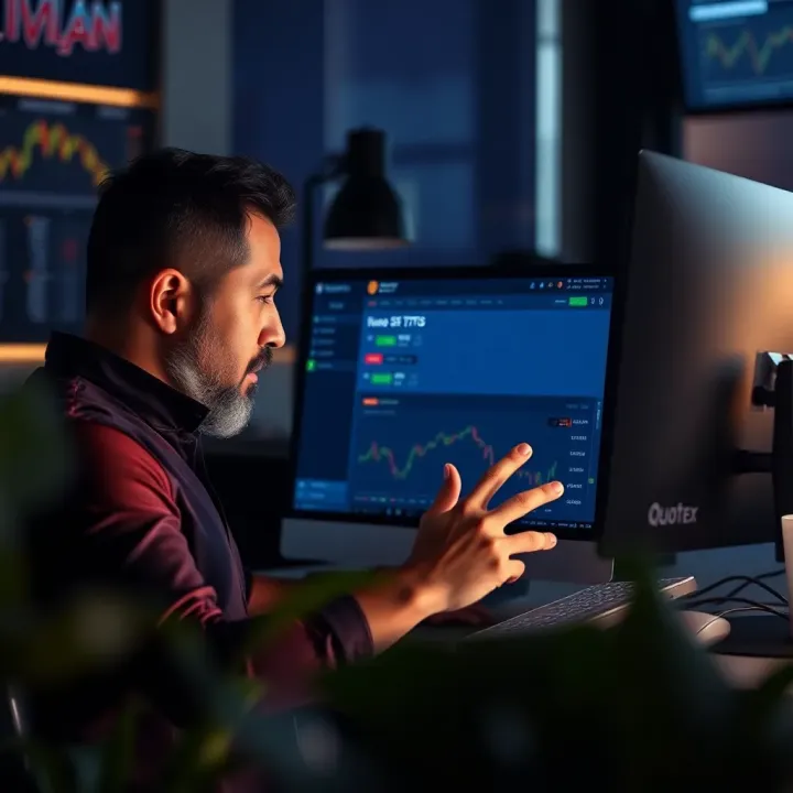 User Experience Amidst Quotex Payment Suspension Frustrated trader reviewing account status on computer screen