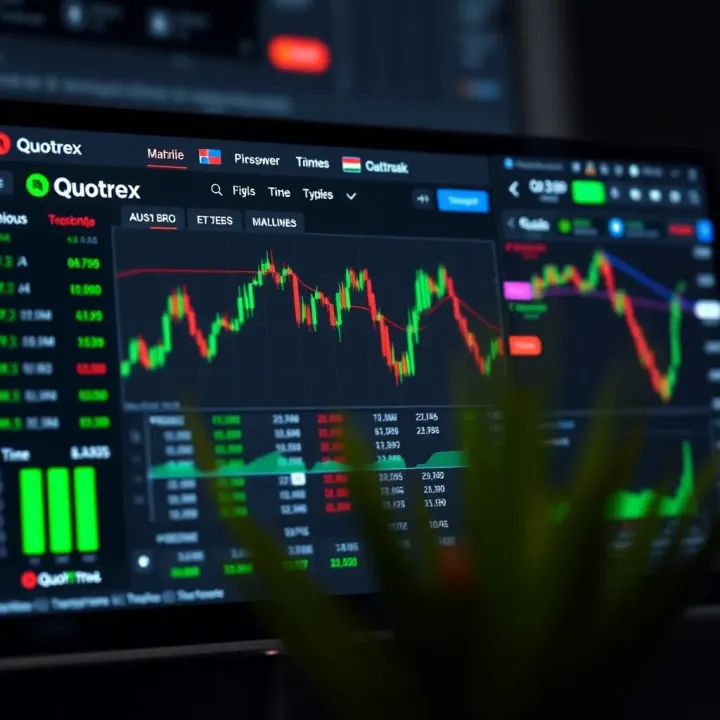 Dashboard overview of Quotrex trading platform displaying market charts and trading options
