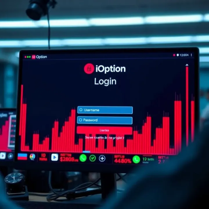 Secure login screen on IQ Option platform showing username and password fields