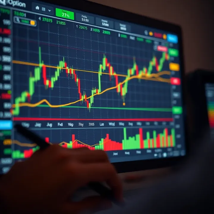 Chart showing strategic trading analysis with indicators and risk management tools