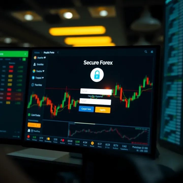 Secure login screen of a trading platform emphasizing safety features