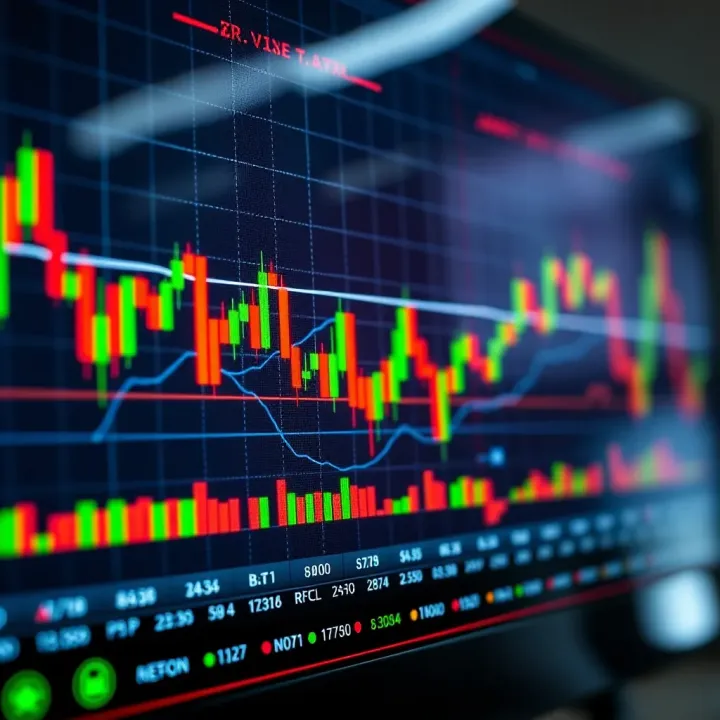 Graph displaying various trading indicators on a digital platform for decision analysis