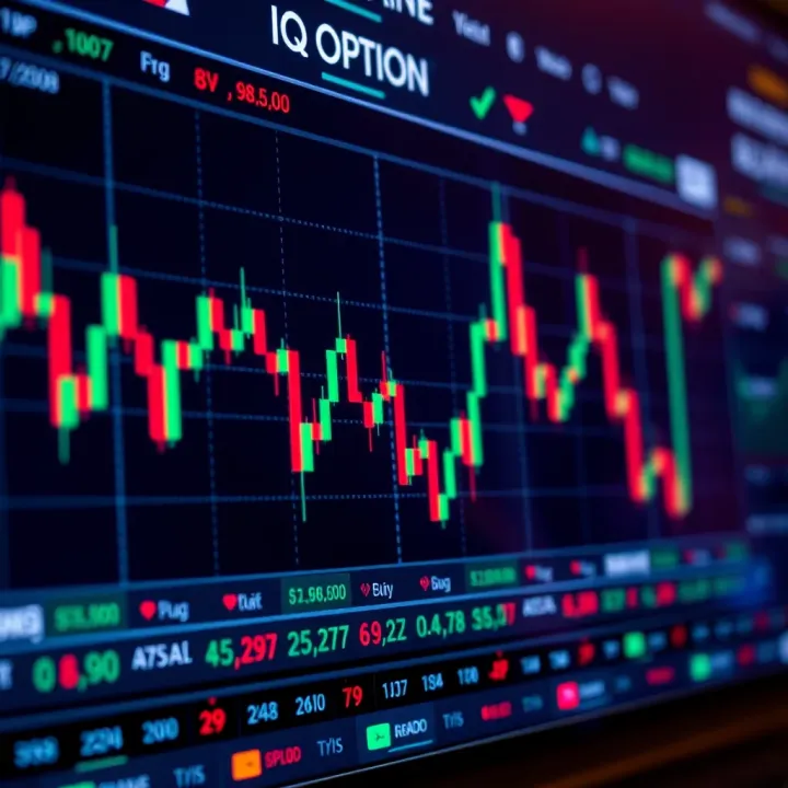 Visual representation of OTC market trading on IQ Option platform showing fluctuating graphs and digital interface
