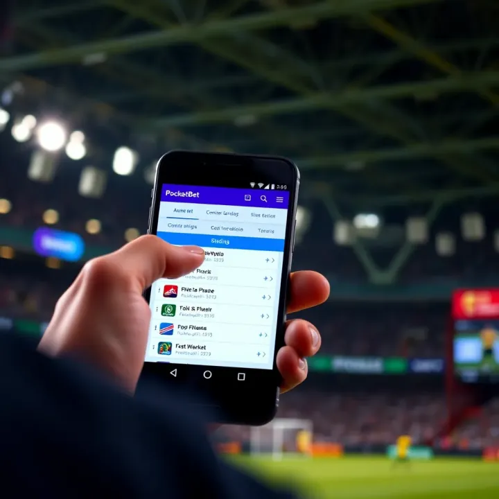 User interacting with Pocket Bet platform on a smartphone displaying betting options