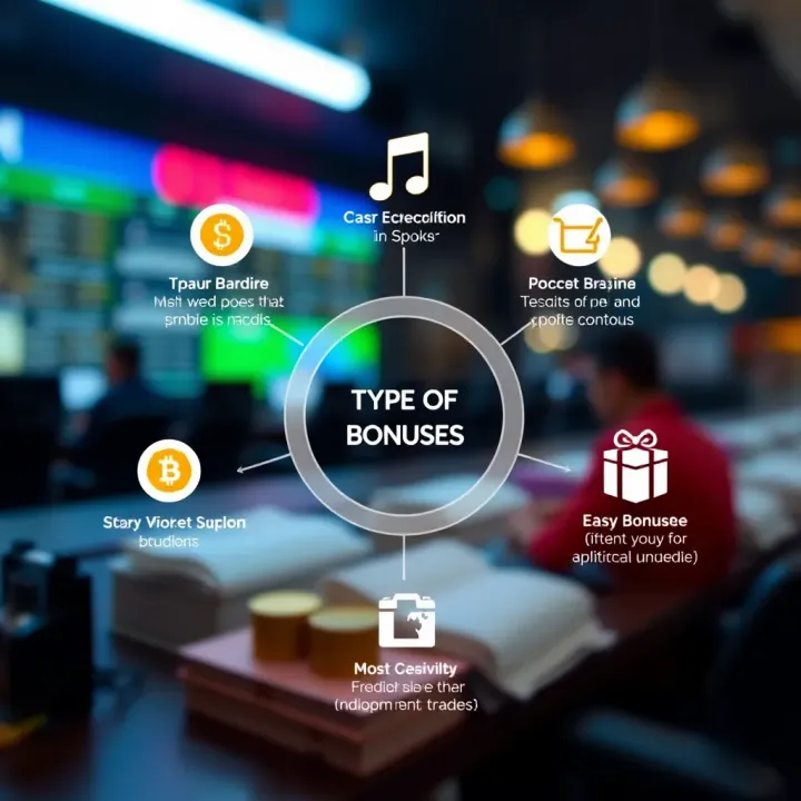 Diagram showing different types of bonuses available on Pocket Option platform