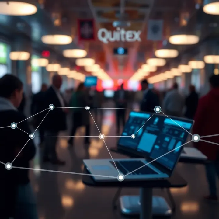 Illustration of a digital partnership network connected to Quotex platform