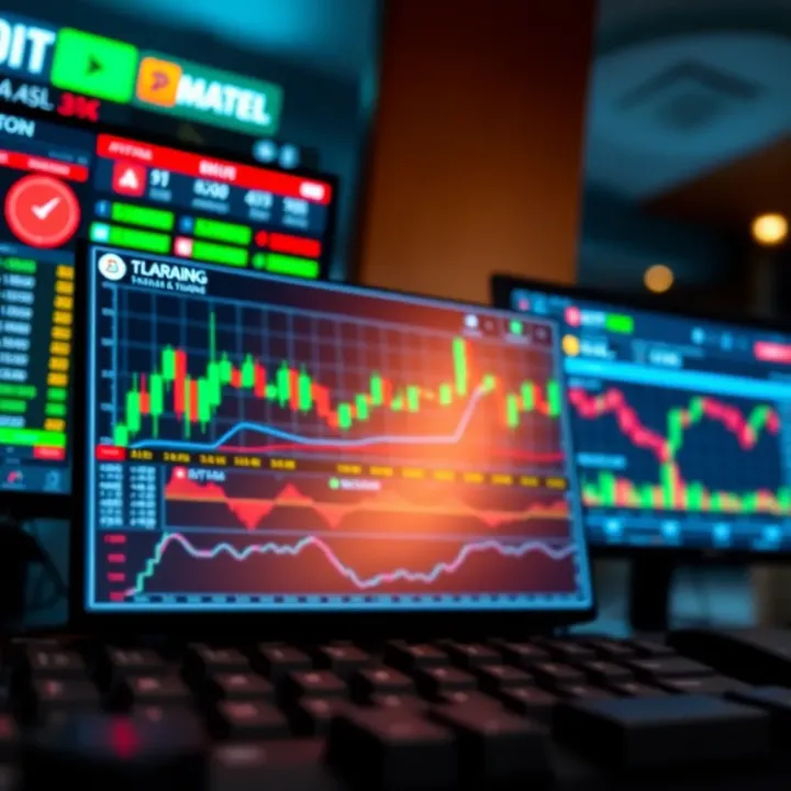 Screen displaying simulated trading interface with virtual funds and market data