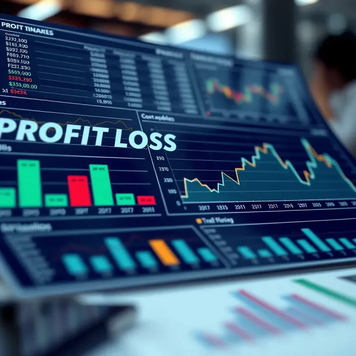 Graphic showing financial trends and charts representing Profit and Loss analysis in business