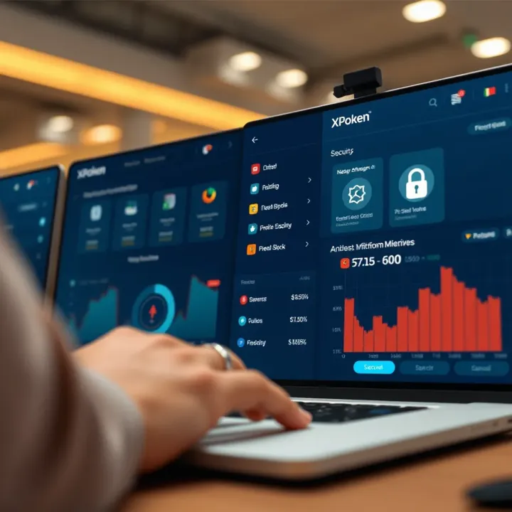 Detailed overview of XPoken platform interface with focus on security features and user options