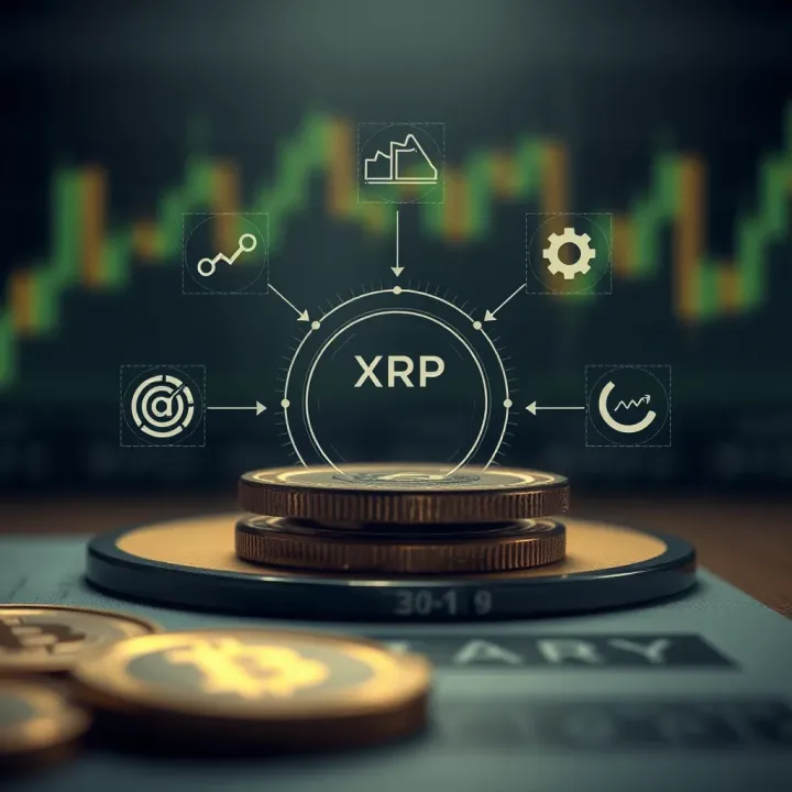 Diagram illustrating key factors influencing XRP value including technical, regulatory, and market sentiment